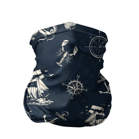 Бандана-труба 3D с принтом Nautical art в Тюмени, 100% полиэстер, ткань с особыми свойствами — Activecool | плотность 150‒180 г/м2; хорошо тянется, но сохраняет форму | art | octopus | sea | ship | texture | арт | компас | море | океан | осьминог | текстуры