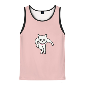 Мужская майка 3D с принтом Ыть в Тюмени, 100% полиэстер | круглая горловина, приталенный силуэт, длина до линии бедра. Пройма и горловина окантованы тонкой бейкой | арт | белая кошка | белый кот | кот | кошка | мем | мэм | рисунок | розовый