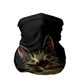 Бандана-труба 3D с принтом Дымчато световой кот в Белгороде, 100% полиэстер, ткань с особыми свойствами — Activecool | плотность 150‒180 г/м2; хорошо тянется, но сохраняет форму | арт | дым | желтый | кот | кошка | кривые | рисунок | свет | серый | тёмный | чёрный | яркие линии