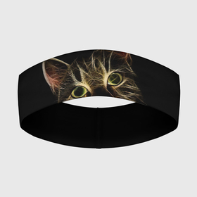 Повязка на голову 3D с принтом Дымчато световой кот в Курске,  |  | арт | дым | желтый | кот | кошка | кривые | рисунок | свет | серый | тёмный | чёрный | яркие линии