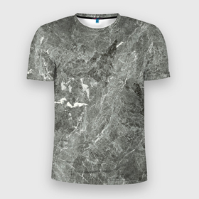 Мужская футболка 3D спортивная с принтом Grey в Екатеринбурге, 100% полиэстер с улучшенными характеристиками | приталенный силуэт, круглая горловина, широкие плечи, сужается к линии бедра | Тематика изображения на принте: абстракция | камень | мрамор | разводы | размытие | серый