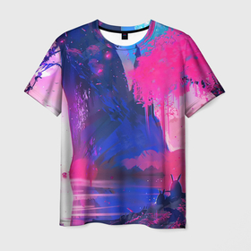 Мужская футболка 3D с принтом Неоновые Краски в Санкт-Петербурге, 100% полиэфир | прямой крой, круглый вырез горловины, длина до линии бедер | неон | неоновые краски | рисунок | фентези