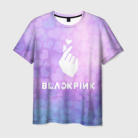 Мужская футболка 3D с принтом BLACKPINK в Екатеринбурге, 100% полиэфир | прямой крой, круглый вырез горловины, длина до линии бедер | blackpink | cute | heat | k pop | korean | блекпинк | блэкпинк | жест | кпоп | милый | сердце