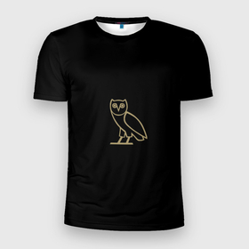 Мужская футболка 3D Slim с принтом Сова в Белгороде, 100% полиэстер с улучшенными характеристиками | приталенный силуэт, круглая горловина, широкие плечи, сужается к линии бедра | арт | вектор | коричневый | рисунок | сова | чёрный
