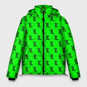 Мужская зимняя куртка 3D с принтом Эл паттерн зеленый в Тюмени, верх — 100% полиэстер; подкладка — 100% полиэстер; утеплитель — 100% полиэстер | длина ниже бедра, свободный силуэт Оверсайз. Есть воротник-стойка, отстегивающийся капюшон и ветрозащитная планка. 

Боковые карманы с листочкой на кнопках и внутренний карман на молнии. | anime | death note | kira | manga | ryuk | аниме | герой | детектив | детнот | детх нот | детхнот | дэсу ното | иероглиф | кандзи | кира | манга | миса | риюк | рьюзаки | рюзаки | рюк | синигами | тетрадка | эл | э