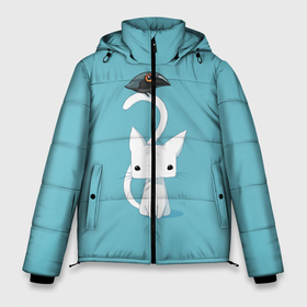 Мужская зимняя куртка 3D с принтом Белый котик и воробушек , верх — 100% полиэстер; подкладка — 100% полиэстер; утеплитель — 100% полиэстер | длина ниже бедра, свободный силуэт Оверсайз. Есть воротник-стойка, отстегивающийся капюшон и ветрозащитная планка. 

Боковые карманы с листочкой на кнопках и внутренний карман на молнии. | арт | белая кошка | белый кот | белый котёнок | воробей | воробушек | воронёнок | кот | котёнок | кошка | рисунок | чёрный птенец