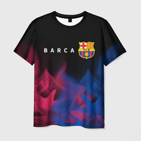 Мужская футболка 3D с принтом BARCELONA / БАРСЕЛОНА в Белгороде, 100% полиэфир | прямой крой, круглый вырез горловины, длина до линии бедер | barca | barcelona | barsa | barselona | fcb | logo | messi | барса | барселона | знак | клуб | лого | логотип | логотипы | месси | символ | символы | футбол | футбольная | футбольный