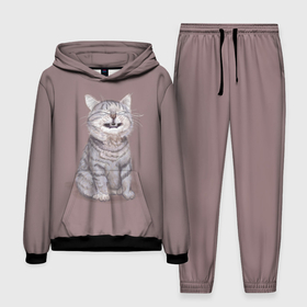 Мужской костюм 3D (с толстовкой) с принтом Котёнок ыыы в Санкт-Петербурге,  |  | Тематика изображения на принте: арт | кот | котёнок | кошка | мем | мемный кот | мемный котенок | мэм | мэмный котёнок | рисунок | серый | серый кот | тёмный | фиолетовый
