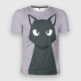 Мужская футболка 3D Slim с принтом Черный Кот из аниме в Санкт-Петербурге, 100% полиэстер с улучшенными характеристиками | приталенный силуэт, круглая горловина, широкие плечи, сужается к линии бедра | аниме | аниме кот | арт | кёрный котёнок | кот | котёнок | кошка | рисунок | чёрная кошка | черный кот | черный котенок