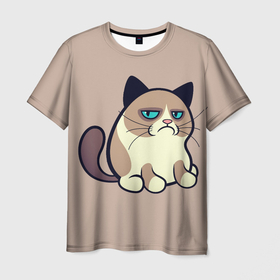 Мужская футболка 3D с принтом Великий Grumpy Cat в Тюмени, 100% полиэфир | прямой крой, круглый вырез горловины, длина до линии бедер | grumpy cat | арт | кот | кот grumpy cat | котёнок | кошка | недовольный кот | рисунок