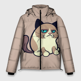 Мужская зимняя куртка 3D с принтом Великий Grumpy Cat в Курске, верх — 100% полиэстер; подкладка — 100% полиэстер; утеплитель — 100% полиэстер | длина ниже бедра, свободный силуэт Оверсайз. Есть воротник-стойка, отстегивающийся капюшон и ветрозащитная планка. 

Боковые карманы с листочкой на кнопках и внутренний карман на молнии. | Тематика изображения на принте: grumpy cat | арт | кот | кот grumpy cat | котёнок | кошка | недовольный кот | рисунок