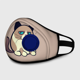 Маска из неопрена с принтом Великий Grumpy Cat в городе Новоалтайск, неопрен 100% | Форма огибающая нос. Резинки для ушей с дополнительной резинкой на затылке. Клапан для выдоха для активного дыхания при занятиях спортом. Эластичный материал маски и окантовки для лучшего растяжения и прилегания маски.  | grumpy cat | арт | кот | кот grumpy cat | котёнок | кошка | недовольный кот | рисунок