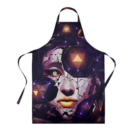 Фартук 3D с принтом Лицо в городе Новоалтайск, 100% полиэстер | общий размер — 65 х 85 см, ширина нагрудника — 26 см, горловина — 53 см, длина завязок — 54 см, общий обхват в поясе — 173 см. Принт на завязках и на горловине наносится с двух сторон, на основной части фартука — только с внешней стороны | абстракция | лицо | рисунок