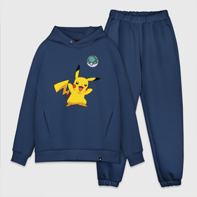 Мужской костюм хлопок OVERSIZE с принтом Pokemon pikachu 1 в Санкт-Петербурге,  |  | pokeball | pokemon | игры | покемоны