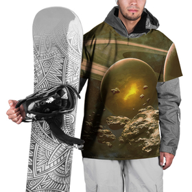 Накидка на куртку 3D с принтом Saturn в Екатеринбурге, 100% полиэстер |  | cosmos | meteorite | saturn | space | космос | метеорит | пространство | сатурн