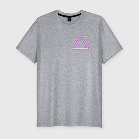 Мужская футболка хлопок Slim с принтом Неоновый треугольник в Петрозаводске, 92% хлопок, 8% лайкра | приталенный силуэт, круглый вырез ворота, длина до линии бедра, короткий рукав | neon | triangel | неон | неоновый треугольник | треугольник