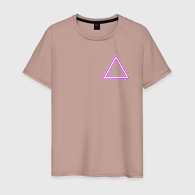Мужская футболка хлопок с принтом Неоновый треугольник , 100% хлопок | прямой крой, круглый вырез горловины, длина до линии бедер, слегка спущенное плечо. | neon | triangel | неон | неоновый треугольник | треугольник
