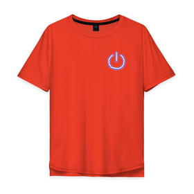 Мужская футболка хлопок Oversize с принтом Кнопка выключения в Белгороде, 100% хлопок | свободный крой, круглый ворот, “спинка” длиннее передней части | neon | кнопка выключения | кнопка питания | неон