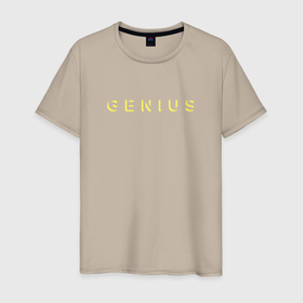 Мужская футболка хлопок с принтом GENIUS в Белгороде, 100% хлопок | прямой крой, круглый вырез горловины, длина до линии бедер, слегка спущенное плечо. | genius | logo | гуниус | джениус | лого | перевод | песен | треков