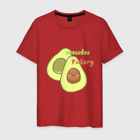 Мужская футболка хлопок с принтом avocados factory , 100% хлопок | прямой крой, круглый вырез горловины, длина до линии бедер, слегка спущенное плечо. | Тематика изображения на принте: avocados factory | авокадик | авокадо | авокадо с косточкой | авокадчик | милые авокадо