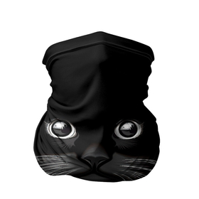 Бандана-труба 3D с принтом Кошачья моська в Екатеринбурге, 100% полиэстер, ткань с особыми свойствами — Activecool | плотность 150‒180 г/м2; хорошо тянется, но сохраняет форму | Тематика изображения на принте: арт | вектор | кот | котёнок | кошка | рисунок | черная кошка | чёрный | черный кот | черный котенок