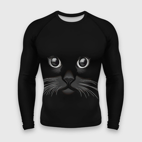 Мужской рашгард 3D с принтом Кошачья моська в Екатеринбурге,  |  | Тематика изображения на принте: арт | вектор | кот | котёнок | кошка | рисунок | черная кошка | чёрный | черный кот | черный котенок