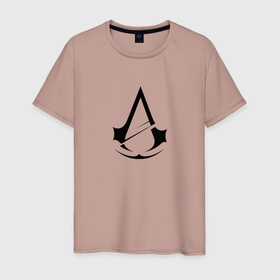 Мужская футболка хлопок с принтом Assassins Creed в Санкт-Петербурге, 100% хлопок | прямой крой, круглый вырез горловины, длина до линии бедер, слегка спущенное плечо. | logo | игра