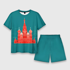 Мужской костюм с шортами 3D с принтом Москва в Рязани,  |  | красная площадь | кремль | москва | патриот | россия | туризм