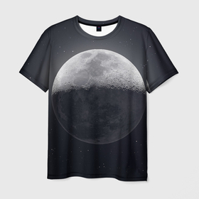 Мужская футболка 3D с принтом луна в Кировске, 100% полиэфир | прямой крой, круглый вырез горловины, длина до линии бедер | Тематика изображения на принте: moon | звезды | космос | луна | планета