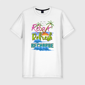 Мужская футболка хлопок Slim с принтом 8 бит Отпуск в Екатеринбурге, 92% хлопок, 8% лайкра | приталенный силуэт, круглый вырез ворота, длина до линии бедра, короткий рукав | 8 bit | 8bit | art | cloud | island | ocean | palm | pixel | pixelart | recharge | refresh | relax | sea | sun | vacation | арт | зарядка | море | облака | обновление | океан | остров | пальмы | перезарядка | пиксели | пиксель | пиксельная |