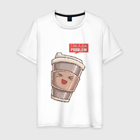 Мужская футболка хлопок с принтом 8 бит Латте в Петрозаводске, 100% хлопок | прямой крой, круглый вырез горловины, длина до линии бедер, слегка спущенное плечо. | 8 bit | 8bit | 8бит | art | coffee | cup | cute | kawaii | mug | pixel | pixelart | problem | арт | восьмибитная | восьмибитные | кавайный | капучино | кофе | кофеек | милота | милый | пиксели | пиксель | пиксельная | проблема | стакан