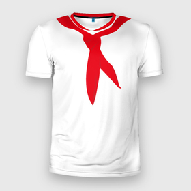 Мужская футболка 3D Slim с принтом Пионерский галстук в Петрозаводске, 100% полиэстер с улучшенными характеристиками | приталенный силуэт, круглая горловина, широкие плечи, сужается к линии бедра | Тематика изображения на принте: 