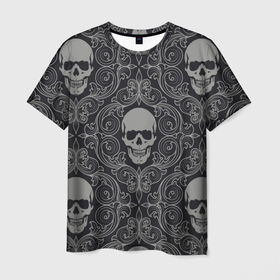 Мужская футболка 3D с принтом Skulls в Екатеринбурге, 100% полиэфир | прямой крой, круглый вырез горловины, длина до линии бедер | skull | милые | минимализм | много черепов | страшные | ужасы | череп | черепы