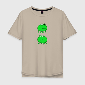 Мужская футболка хлопок Oversize с принтом Жаба  в Санкт-Петербурге, 100% хлопок | свободный крой, круглый ворот, “спинка” длиннее передней части | жаба | лягушка | лягушонок | мем | свинка пеппа | тик ток