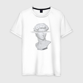 Мужская футболка хлопок с принтом Vaporwave в Новосибирске, 100% хлопок | прямой крой, круглый вырез горловины, длина до линии бедер, слегка спущенное плечо. | vaporwave | вапорвейф | голова | голова статуи | музыка | статуя | тренд
