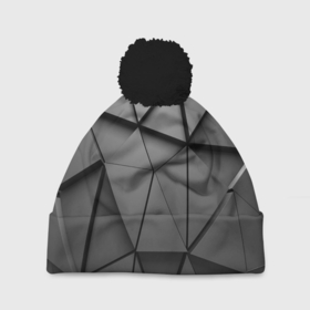 Шапка 3D c помпоном с принтом ABSTRACTION STYLE в Рязани, 100% полиэстер | универсальный размер, печать по всей поверхности изделия | абстракция | стиль | тень | треугольник
