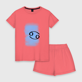 Женская пижама с шортиками хлопок с принтом Рак в Курске, 100% хлопок | футболка прямого кроя, шорты свободные с широкой мягкой резинкой | знак зодиака | рак