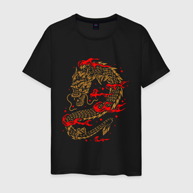 Мужская футболка хлопок с принтом Китайский дракон в Петрозаводске, 100% хлопок | прямой крой, круглый вырез горловины, длина до линии бедер, слегка спущенное плечо. | china | chineese | cloud | culture | dragon | long | lun | serpent | snake | девять сыновей дракона | дилун | змей | инлун | китай | китайская | культура | лун | лунван | облачный | поднебесная | поднебесный | путешествия | тяньлун