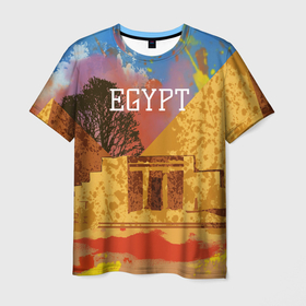Мужская футболка 3D с принтом Египет(Пирамида Хеопса) в Курске, 100% полиэфир | прямой крой, круглый вырез горловины, длина до линии бедер | egypt | египет | пирамида хеопса | пирамиды | туристические