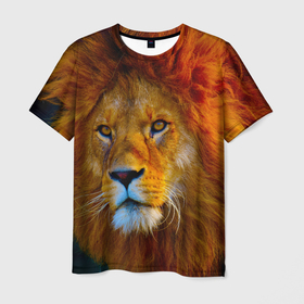 Мужская футболка 3D с принтом Лев 3D в Санкт-Петербурге, 100% полиэфир | прямой крой, круглый вырез горловины, длина до линии бедер | leon king | голова льва | король лев | лев | симба | хищник