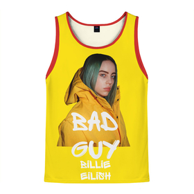 Мужская майка 3D с принтом Billie Eilish(Билли Айлиш) в городе Новоалтайск, 100% полиэстер | круглая горловина, приталенный силуэт, длина до линии бедра. Пройма и горловина окантованы тонкой бейкой | bad guy | billie eilish | билли айлиш | музыка | популярная музыка