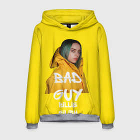 Мужская толстовка 3D с принтом Billie Eilish(Билли Айлиш) в Новосибирске, 100% полиэстер | двухслойный капюшон со шнурком для регулировки, мягкие манжеты на рукавах и по низу толстовки, спереди карман-кенгуру с мягким внутренним слоем. | bad guy | billie eilish | билли айлиш | музыка | популярная музыка