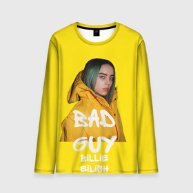 Мужской лонгслив 3D с принтом Billie Eilish(Билли Айлиш) в Тюмени, 100% полиэстер | длинные рукава, круглый вырез горловины, полуприлегающий силуэт | bad guy | billie eilish | билли айлиш | музыка | популярная музыка