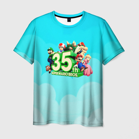 Мужская футболка 3D с принтом Mario в Тюмени, 100% полиэфир | прямой крой, круглый вырез горловины, длина до линии бедер | 35 | mario | mario 3d all stars | mario 3d world | mario bros | super mario | марио