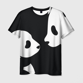Мужская футболка 3D с принтом Panda в Белгороде, 100% полиэфир | прямой крой, круглый вырез горловины, длина до линии бедер | bearcat | coon bear | panda | бамбуковый медвед | большая панда | гигантская панда