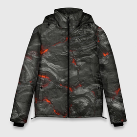 Мужская зимняя куртка 3D с принтом Застывшая лава в Новосибирске, верх — 100% полиэстер; подкладка — 100% полиэстер; утеплитель — 100% полиэстер | длина ниже бедра, свободный силуэт Оверсайз. Есть воротник-стойка, отстегивающийся капюшон и ветрозащитная планка. 

Боковые карманы с листочкой на кнопках и внутренний карман на молнии. | абстрактные | абстрактный | абстракция | вилканический | вулкан | вулканические | камень | лава | магма | обсидиан | обсидиановый | огонь