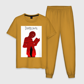 Мужская пижама хлопок с принтом DeNotE , 100% хлопок | брюки и футболка прямого кроя, без карманов, на брюках мягкая резинка на поясе и по низу штанин
 | Тематика изображения на принте: death note | лайт | эл | ягами