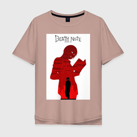 Мужская футболка хлопок Oversize с принтом DeNotE в Кировске, 100% хлопок | свободный крой, круглый ворот, “спинка” длиннее передней части | death note | лайт | эл | ягами