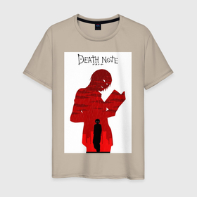 Мужская футболка хлопок с принтом DeNotE в Кировске, 100% хлопок | прямой крой, круглый вырез горловины, длина до линии бедер, слегка спущенное плечо. | death note | лайт | эл | ягами