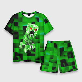 Мужской костюм с шортами 3D с принтом Minecraft creeper в Тюмени,  |  | blox | creeper | dungeons | game | geometry | logo | pixel | steve | алекс | герои | детям | зелень | игра | квадраты | крипер | куб | логотипы игр | майнкрафт | мальчикам | мобы | персонажи | пиксель | пиксельный | подземелья